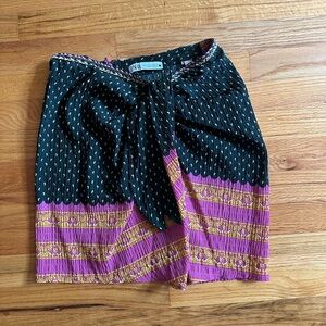 Zara Green and Pink Skirt with Gold Accents